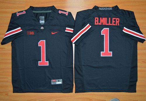 Buckeyes #1 Braxton Miller Black(Red No.) Limited Stitched Youth NCAA Jersey
