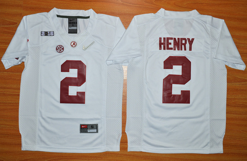 Crimson Tide #2 Derrick Henry White 2016 National Championship Stitched Youth NCAA Jersey