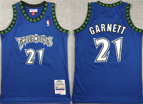 Youth Minnesota Timberwolves #21 Kevin Garnett Blue Stitched Jersey