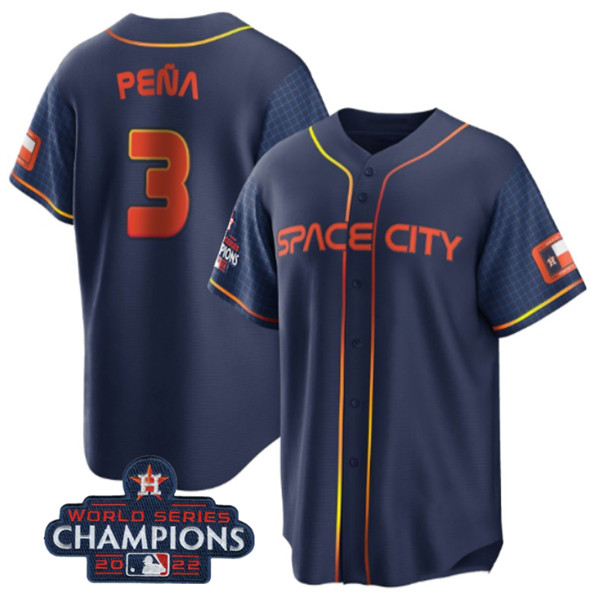 Youth Houston Astros #3 Jeremy Peña Navy 2022 World Series Champions City Connect Stitched Baseball Jersey