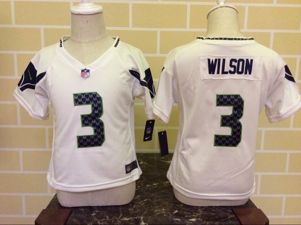 Toddler Nike Seattle Seahawks #3 Russell Wilson White Stitched NFL Jersey
