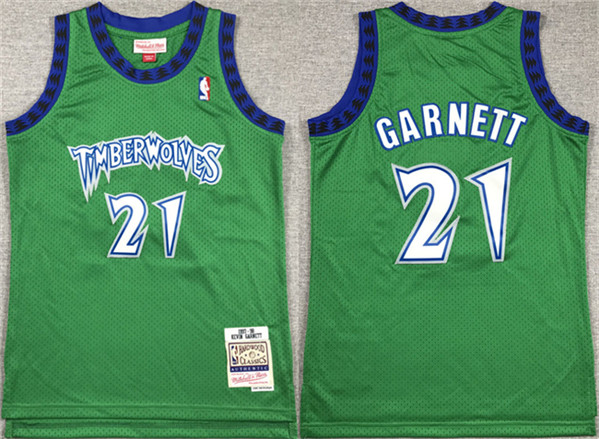 Youth Minnesota Timberwolves #21 Kevin Garnett Green Stitched Jersey