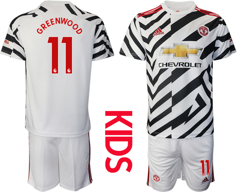 Manchester United #11 Greenwood Away Kid Soccer Club Jersey