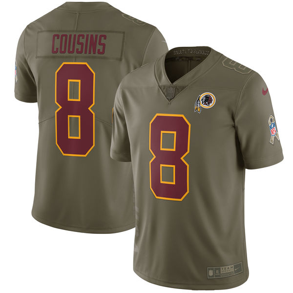 Youth Nike Washington Redskins #8 Kirk Cousins Olive Salute to Service Limited Stitched NFL Jersey