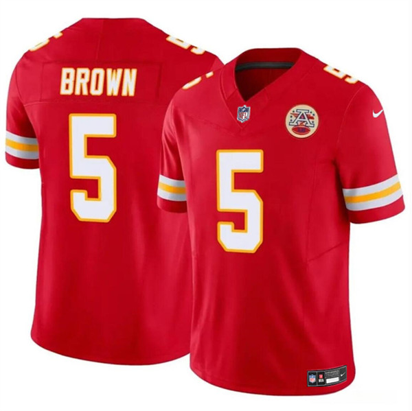 Youth Kansas City Chiefs #5 Hollywood Brown Red 2024 F.U.S.E. Vapor Untouchable Limited Football Stitched Jersey