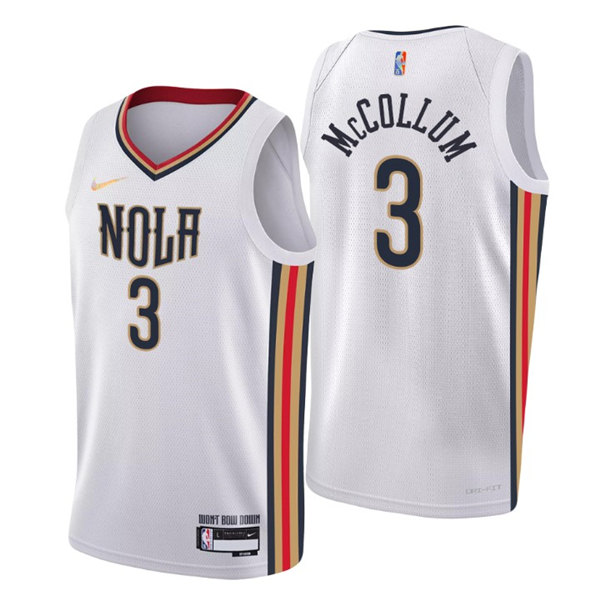 Youth New Orleans Pelicans #3 C.J. McCollum White 75th Anniversary City Swingman Stitched Jersey