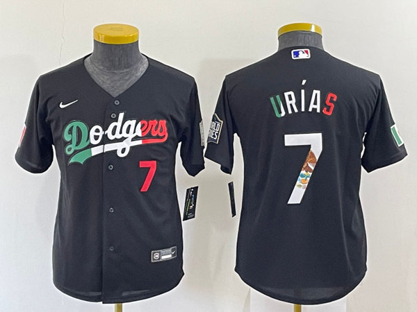 Youth Los Angeles Dodgers #7 Julio Urias Black Mexico Stitched Baseball Jersey