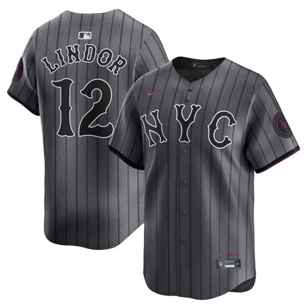 Youth New York Mets #12 Francisco Lindor Graphite 2024 City Connect Limited Stitched Jersey
