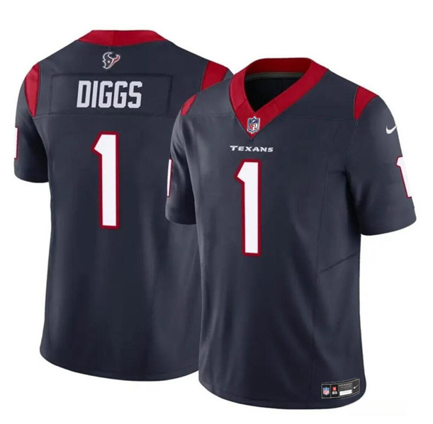 Youth Houston Texans #1 Stefon Diggs Navy 2024 F.U.S.E Vapor Untouchable Limited Stitched Football Jersey
