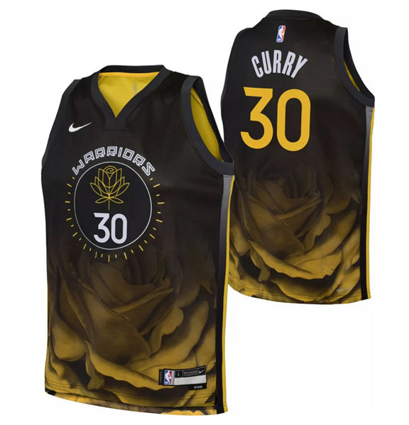 Youth Golden State Warriors #30 Stephen Curry 2022/2023 Black 2022/23 City Edition Swingman Stitched Basketball Jersey