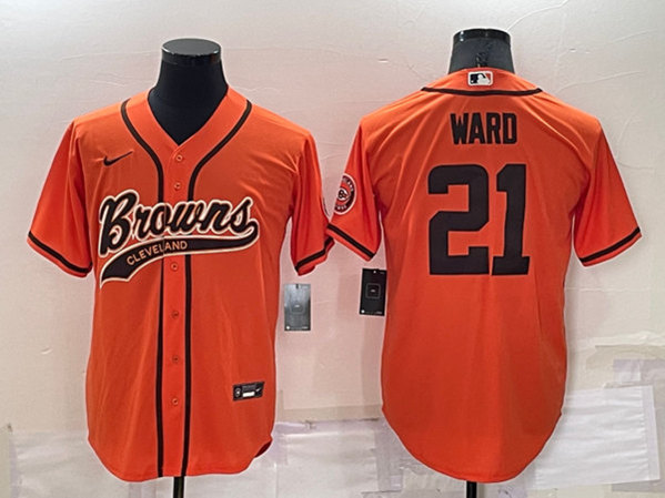 Youth Cleveland Browns #21 Denzel Ward Orange Cool Base Stitched Baseball Jersey