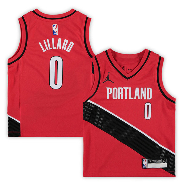 Toddler Portland Trail Blazers #0 Damian Lillard Red Statement Edition Stitched NBA Jersey