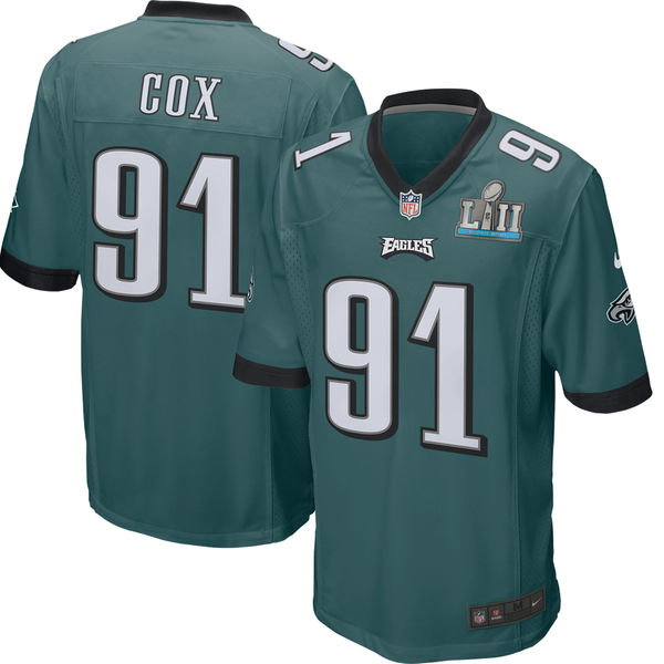 Youth Philadelphia Eagles #91 Fletcher Cox Midnight Green Super Bowl LII Bound Game Stitched NFL Jersey