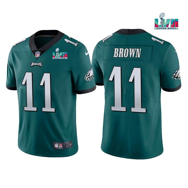Youth Philadelphia Eagles #11 A. J. Brown Green Super Bowl LVII Patch Vapor Untouchable Limited Stitched Football Jersey
