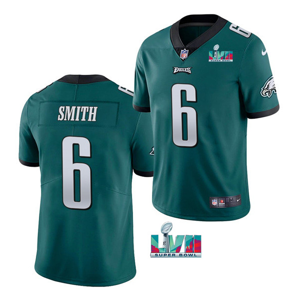 Youth Philadelphia Eagles #6 DeVonta Smith Green Super Bowl LVII Patch Vapor Untouchable Limited Stitched Football Jersey