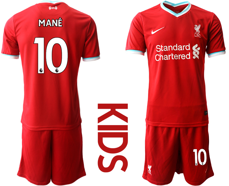 Liverpool #10 Mane Home Kid Soccer Club Jersey