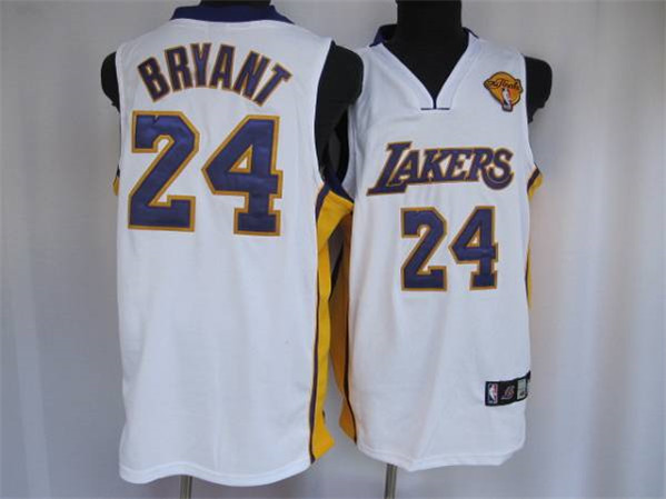 Youth Los Angeles Lakers #24 Kobe Bryant White Final Patch Stitched Basketball Jersey