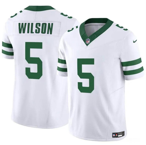 Youth New York Jets #5 Garrett Wilson White 2023 F.U.S.E. Throwback Limited Stitched Jersey
