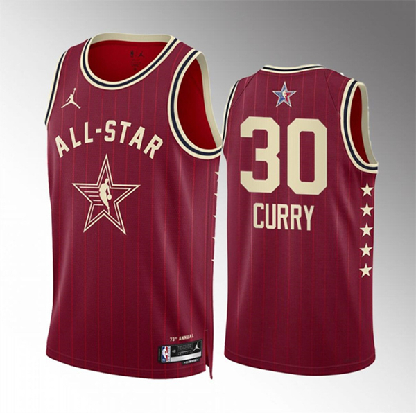 Youth Golden State Warriors #30 Stephen Curry Crimson 2024 All-Star Stitched Basketball Jersey