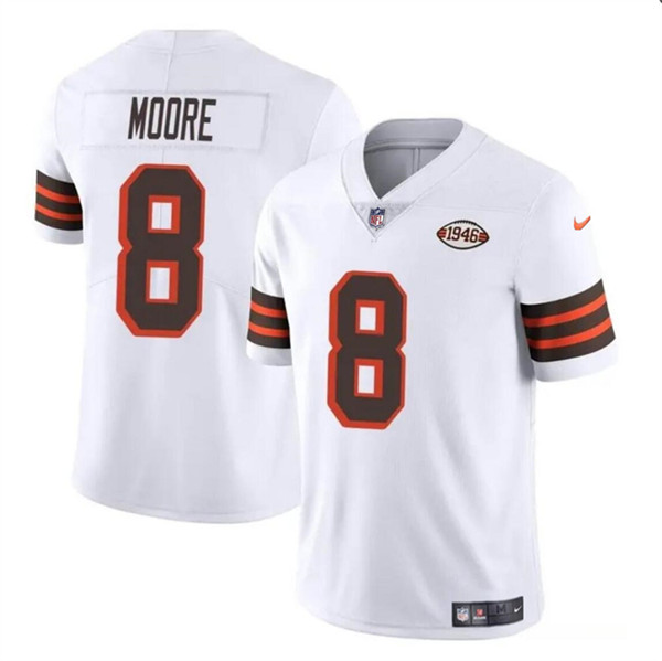Youth Cleveland Browns #8 Elijah Moore White 1946 Collection Vapor Limited Stitched Jersey