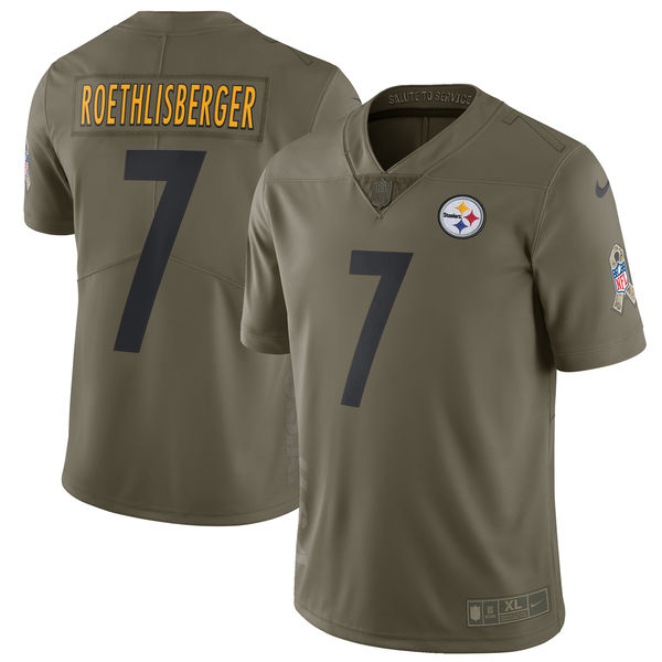 Youth Nike Pittsburgh Steelers #7 Ben Roethlisberger Olive Salute To Service Limited Stitched NFL Jersey
