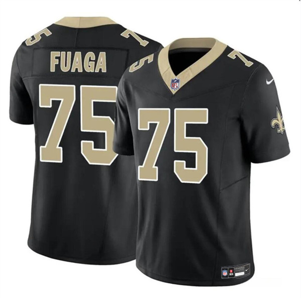 Youth New Orleans Saints #75 Taliese Fuaga Black 2024 Draft F.U.S.E. Vapor Limited Football Stitched Jersey