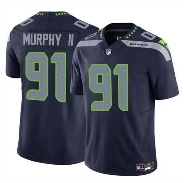 Youth Seattle Seahawks #91 Byron Murphy II Navy 2024 Draft F.U.S.E. Vapor Limited Football Stitched Jersey