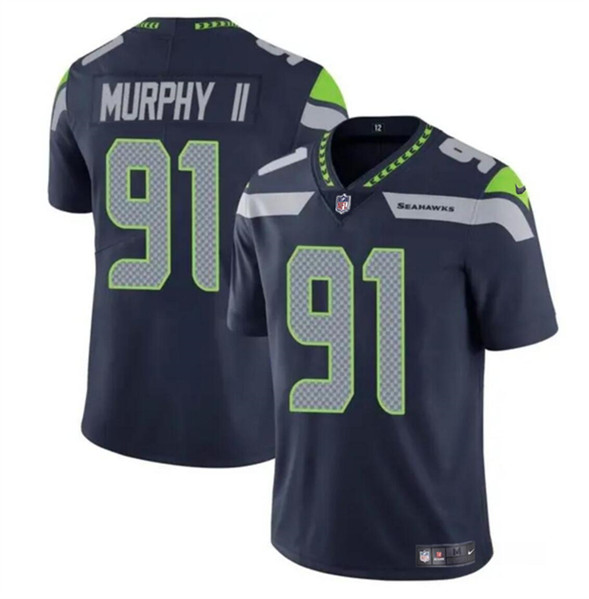 Youth Seattle Seahawks #91 Byron Murphy II Navy 2024 Draft Vapor Limited Football Stitched Jersey