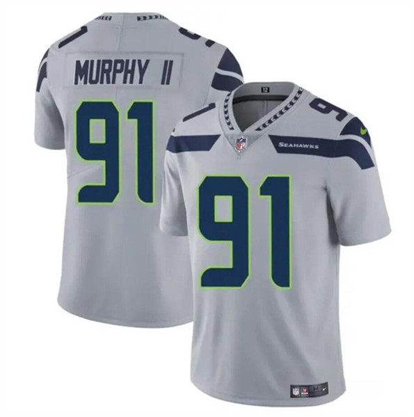 Youth Seattle Seahawks #91 Byron Murphy II Gray 2024 Draft Vapor Limited Football Stitched Jersey