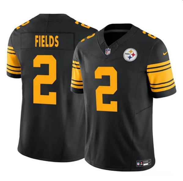 Youth Pittsburgh Steelers #2 Justin Fields Black 2023 F.U.S.E. Color Rush Limited Football Stitched Jersey