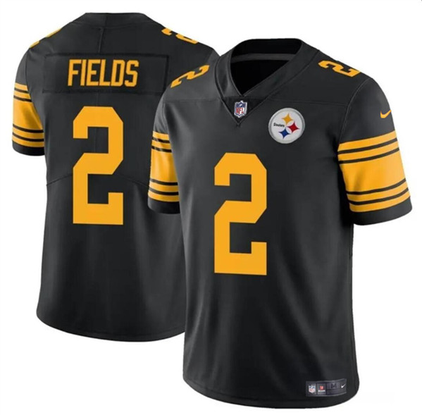 Youth Pittsburgh Steelers #2 Justin Fields Black Color Rush Limited Football Stitched Jersey