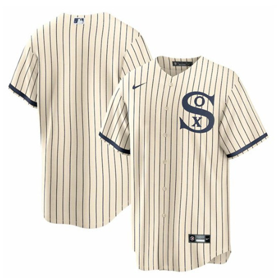 Youth Chicago White Sox Blank 2021 Cream/Navy Field of Dreams Cool Base Stitched Jersey