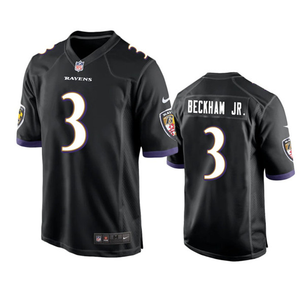 Youth Baltimore Ravens #3 Odell Beckham Jr. Black Stitched Game Jersey