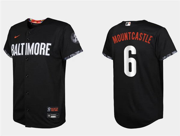 Youth Baltimore Orioles #6 Ryan Mountcastle Black 2023 City Connect Stitched Baseball Jersey