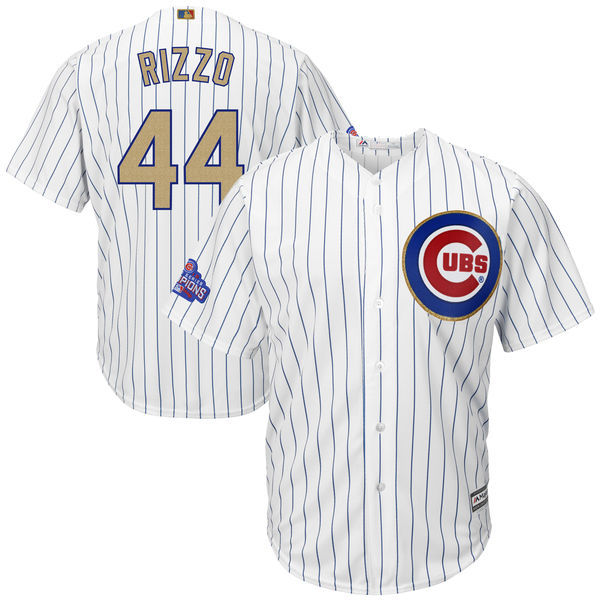 Youth Chicago Cubs #44 Anthony Rizzo Majestic White/Gold 2017 Gold Program Fashion Cool Base Player Stitched MLB Jersey