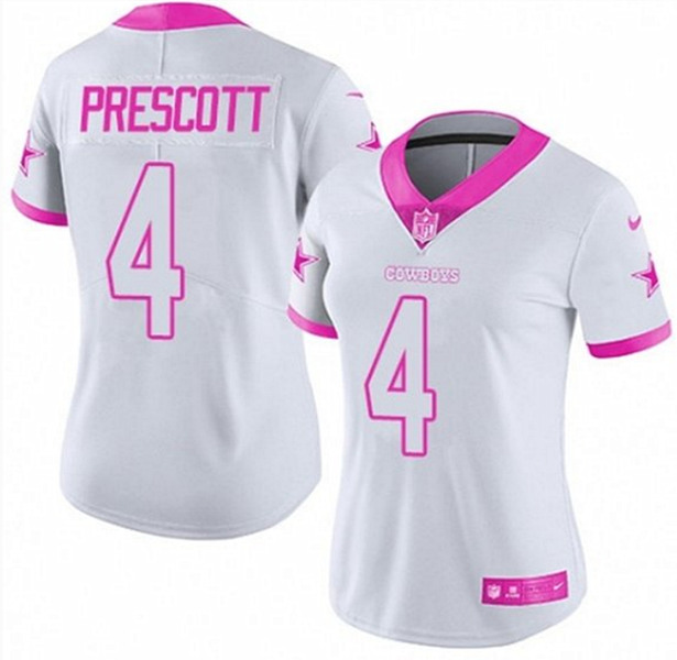 Toddlers Dallas Cowboys #4 Dak Prescott White/Pink Limited Stitched NFL Jersey