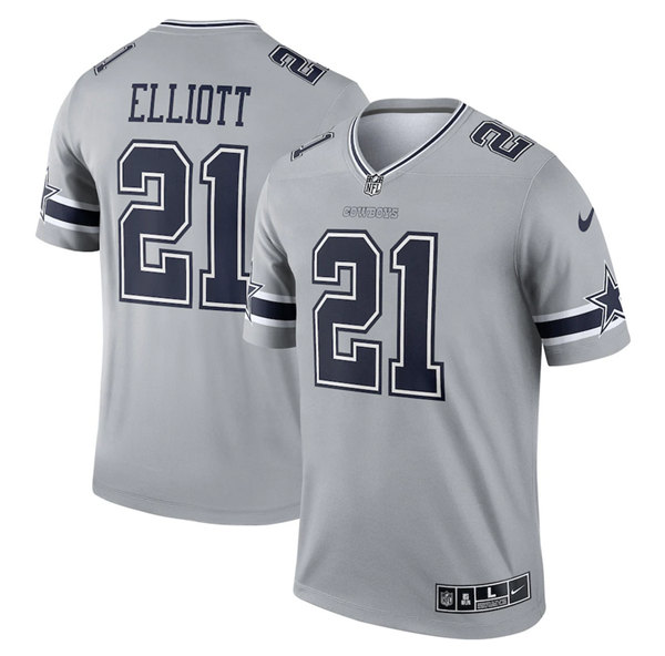 Youth Dallas Cowboys #21 Ezekiel Elliott Gray Stitched Jersey