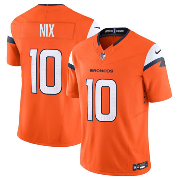Youth Denver Broncos #10 Bo Nix Orange 2024 Draft F.U.S.E. Vapor Limited Stitched Jersey