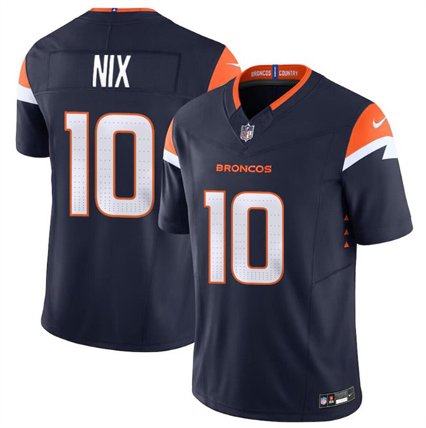 Youth Denver Broncos #10 Bo Nix Navy 2024 Draft F.U.S.E. Vapor Limited Stitched Jersey