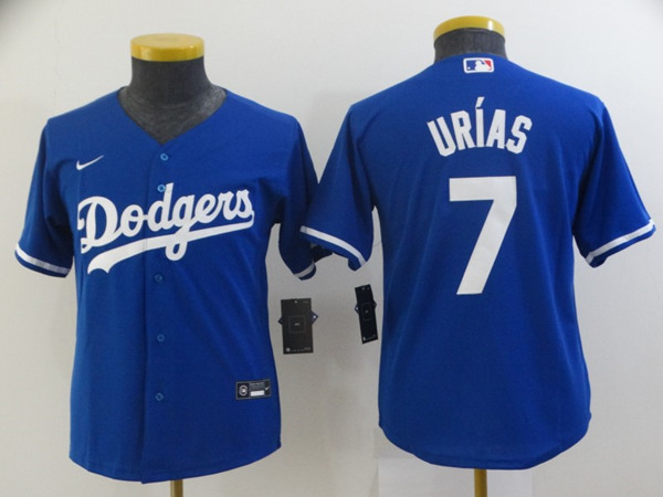 Youth Los Angeles Dodgers #7 Julio Urias Blue Gold Championship Cool Base Stitched Jersey