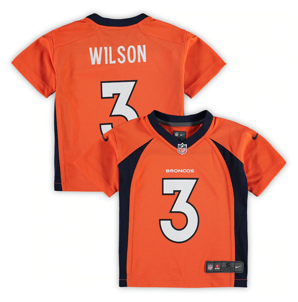 Toddler Nike Broncos #3 Russell Wilson Orange Stitched NFL Elite Jersey