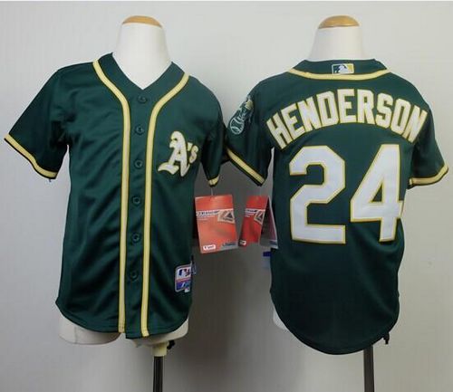 Toddlers Oakland Athletics #24 Rickey Henderson Green Cool Base Stitched MLB Jersey