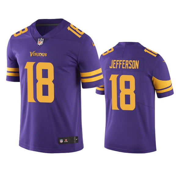 Youth Minnesota Vikings #18 Justin Jefferson Purple Color Rush Limited Stitched Jersey