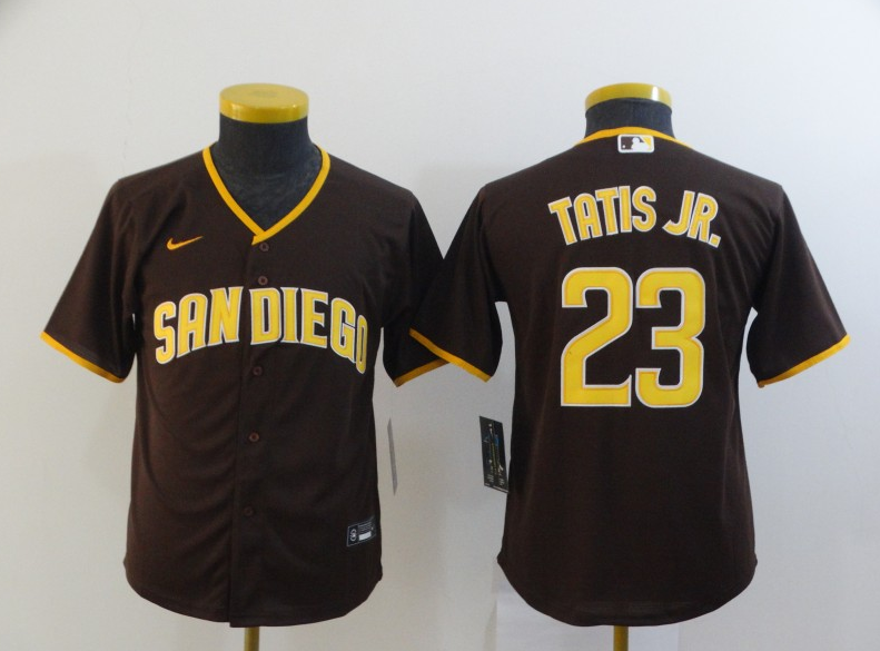 Youth San Diego Padres #23 Fernando Tatís Jr. Coffee Cool Base Stitched MLB Jersey