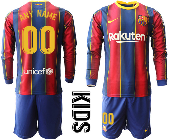 Barcelona Custom Home Long Sleeves Kid Soccer Club Jersey