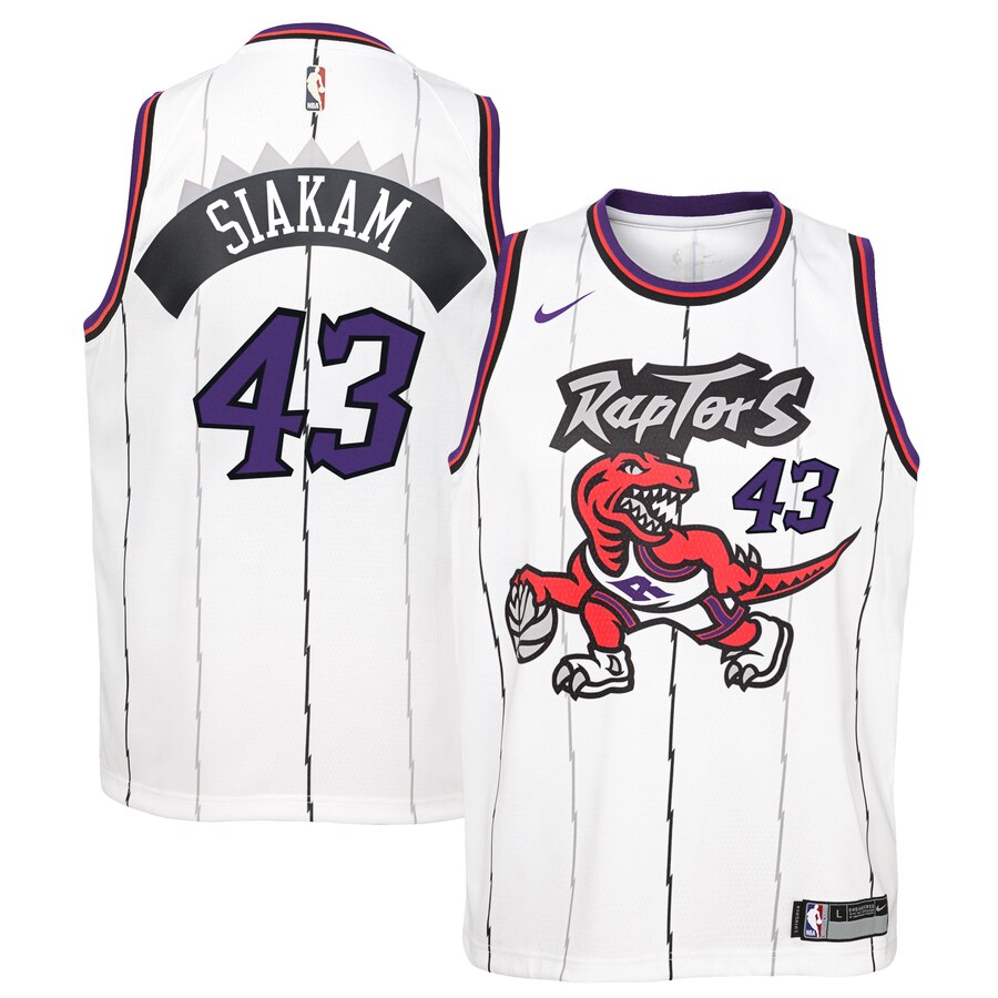 Raptors ##43 Pascal Siakam White Throwback Youth Stitched NBA Jersey