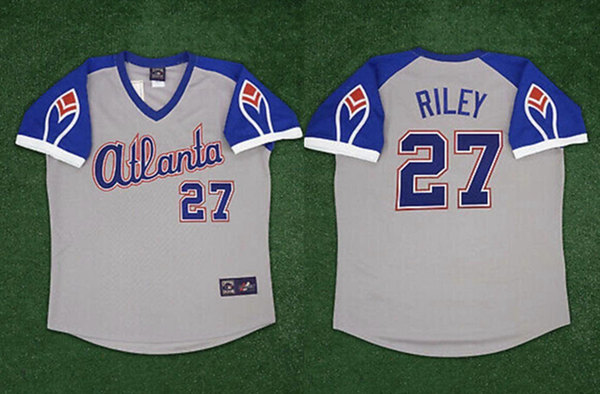 Youth Atlanta Braves #27 Austin Riley Gray Cool Base Stitched Jersey