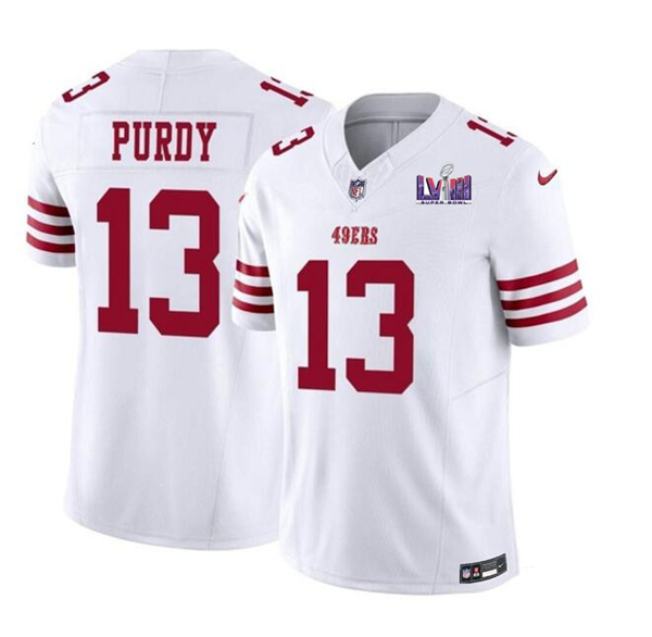 Youth San Francisco 49ers #13 Brock Purdy White F.U.S.E. Super Bowl LVIII Patch Vapor Limited Football Stitched Jersey