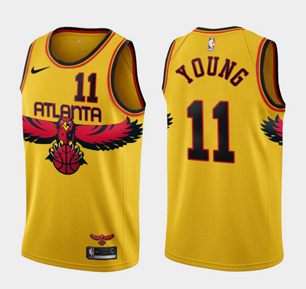 Youth Atlanta Hawks #11 Trae Young Yellow 2021 Gold City Edition Stitched NBA Jersey