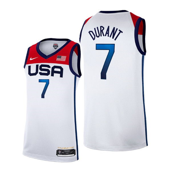Youth USA Basketball #7 Kevin Durant 2021 White Tokyo Olympics Stitched Home Jersey
